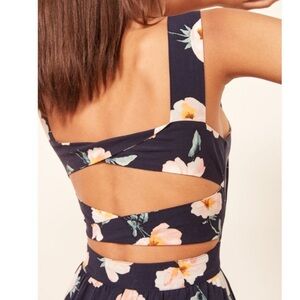 Reformation Lanai Dress in Navy and Green